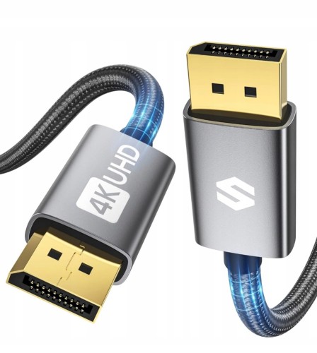 Kabel DisplayPort 5m 4K UHD Szary oplot pozłacane wtyki